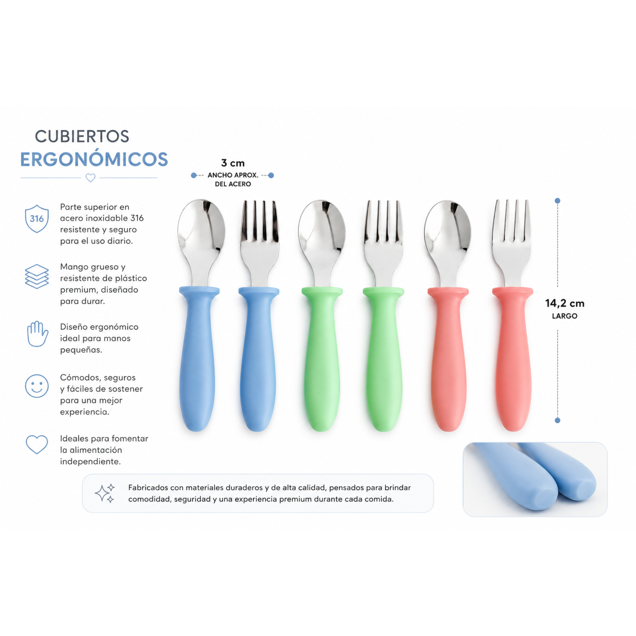 Set de cubiertos infantiles de acero inoxidable 2 piezas