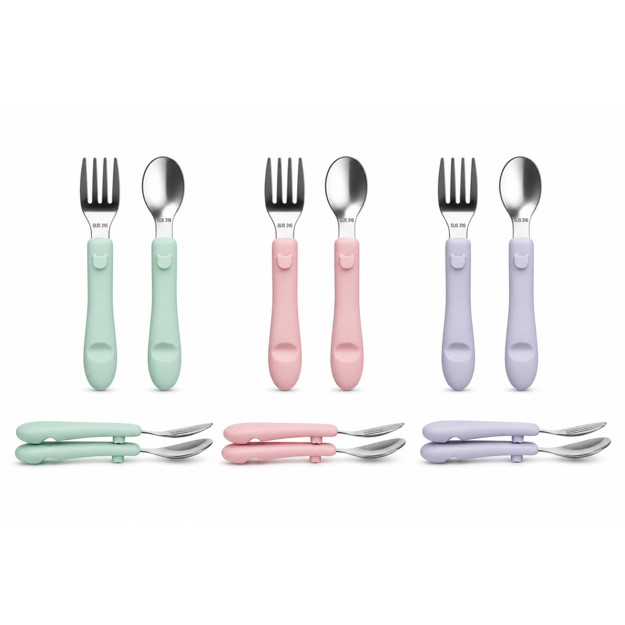 Set de cubiertos infantiles de acero inoxidable (2 piezas)                                                                             Detalle de Osito