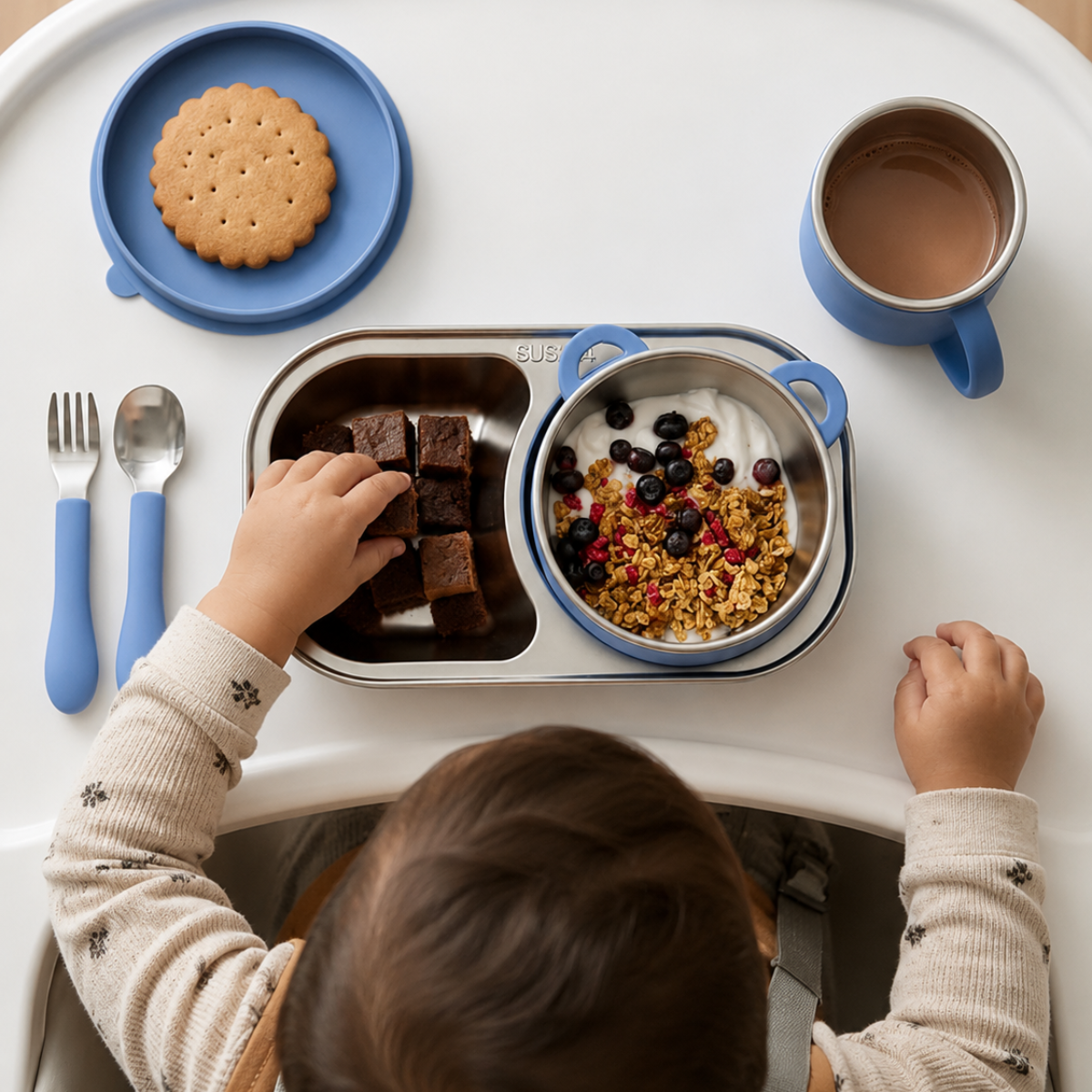 Set de Alimentación de Acero Inoxidable con Taza